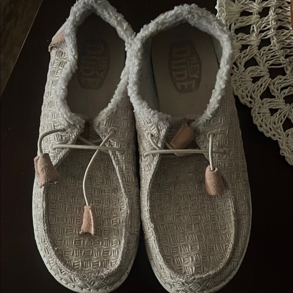 Hey Dude Cream Flats Cozy Loafers
